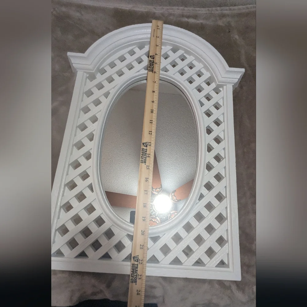 Vintage Burwood White Resin Lattice Mirror